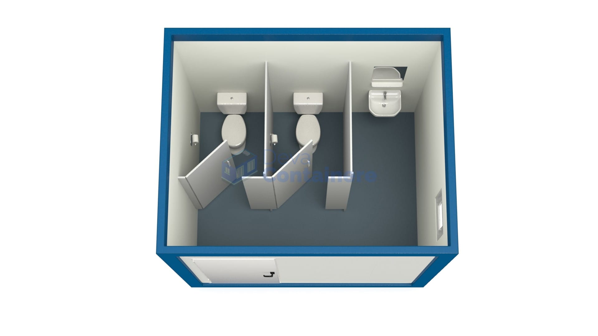 container sanitar deva 3metri 2wc albastru