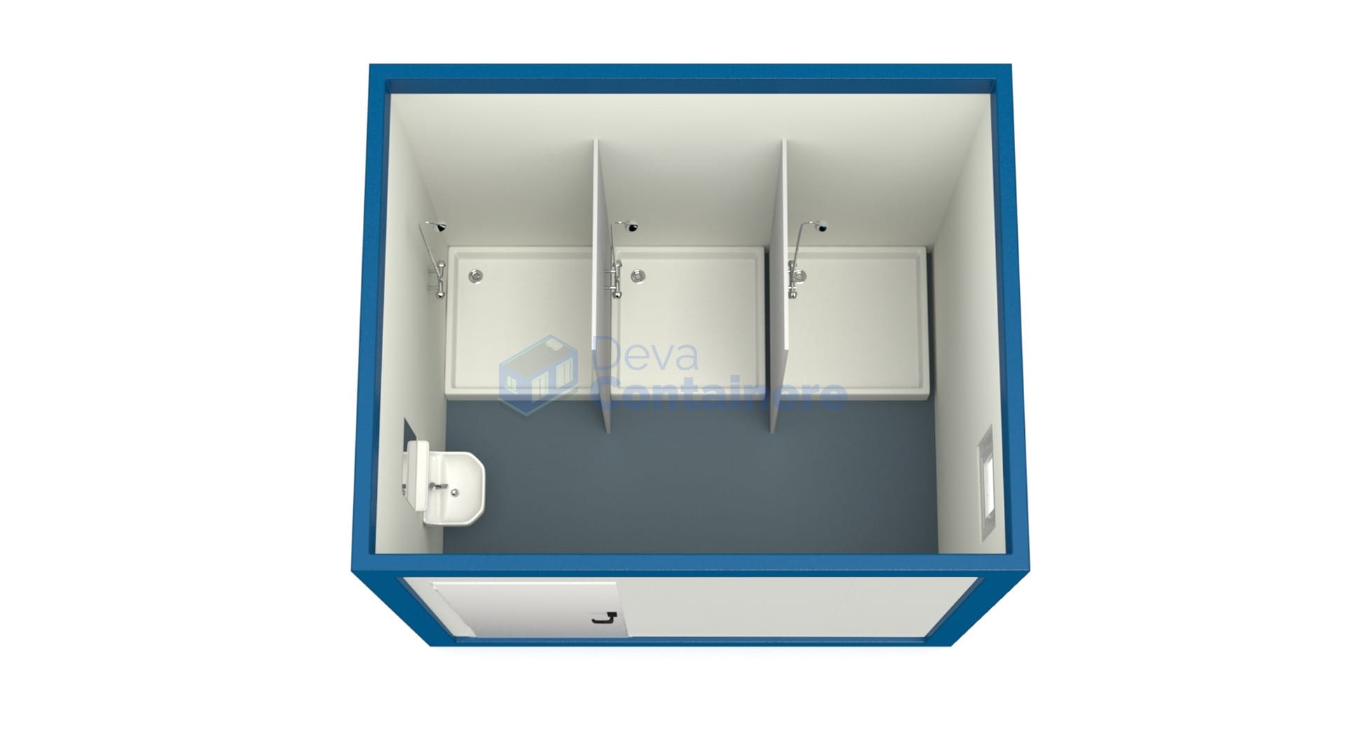 container sanitar deva 3metri 3dusuri albastru