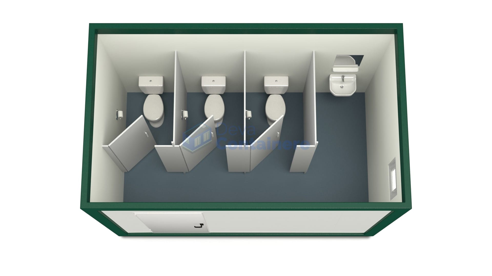 container sanitar deva 4metri 3wc verde
