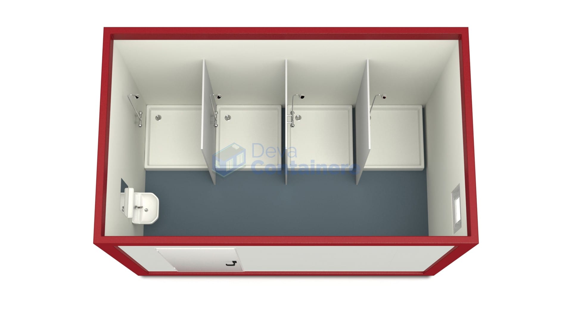 container sanitar deva 4metri 4dusuri rosu