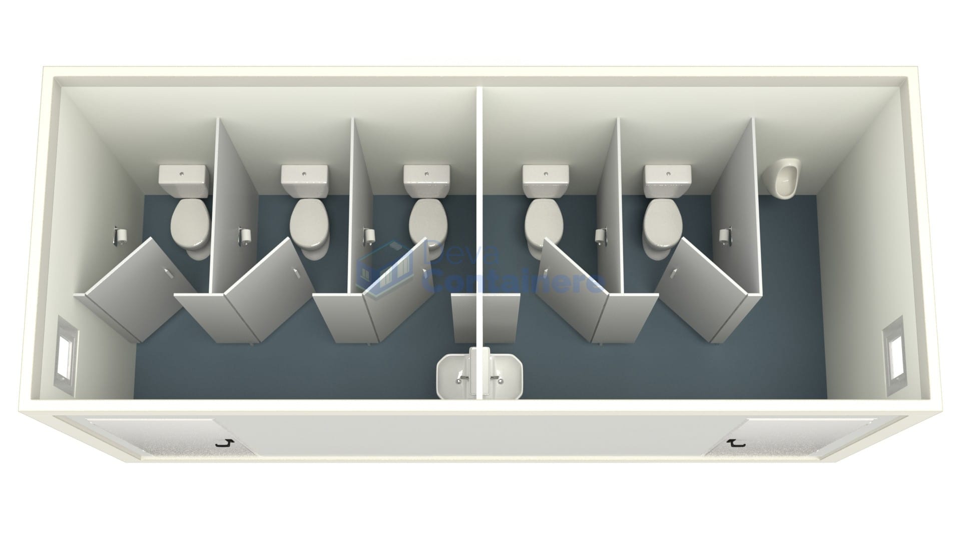 container sanitar deva 6metri 5wc alb