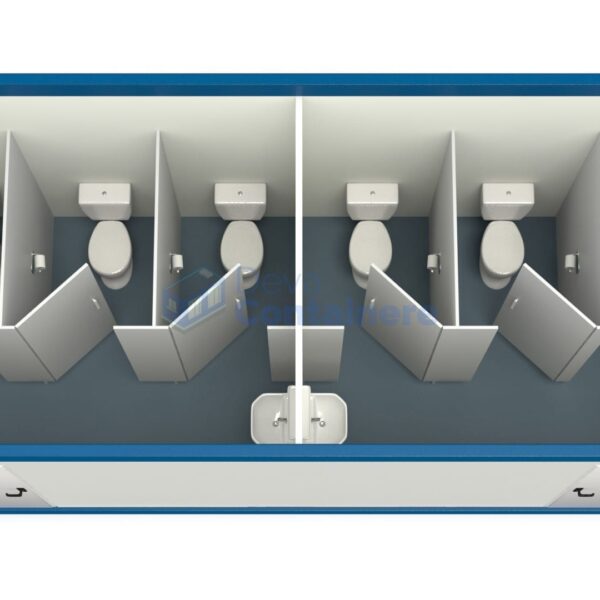 container sanitar deva 6metri 5wc albastru