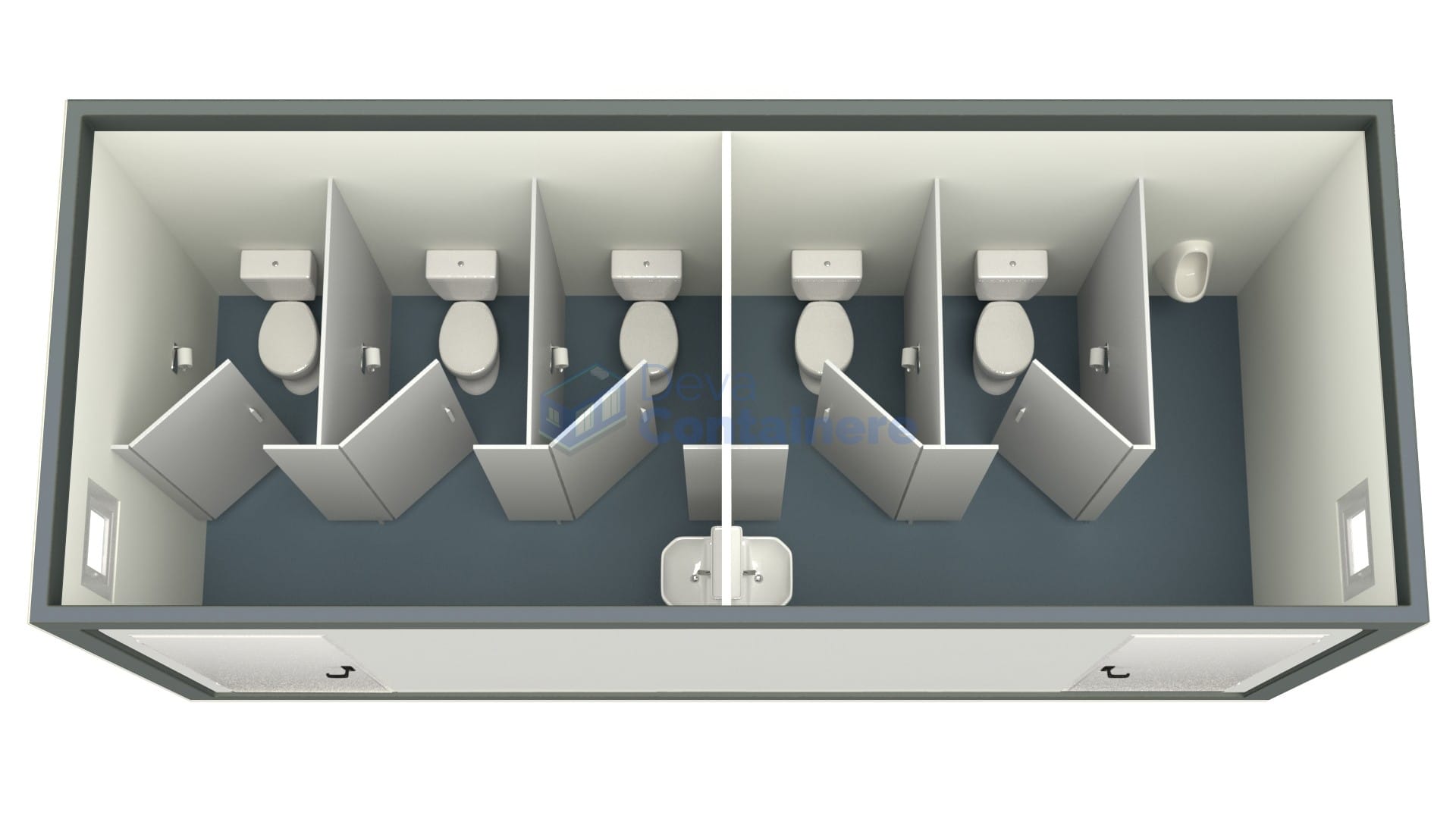 container sanitar deva 6metri 5wc gri