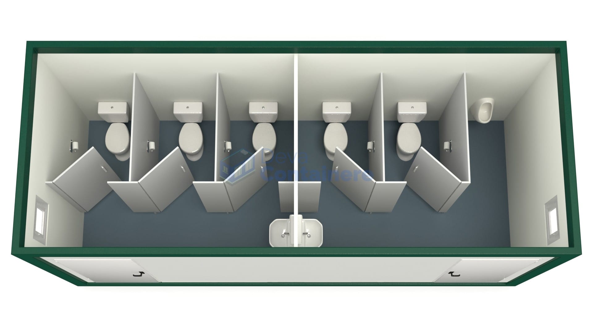 container sanitar deva 6metri 5wc verde